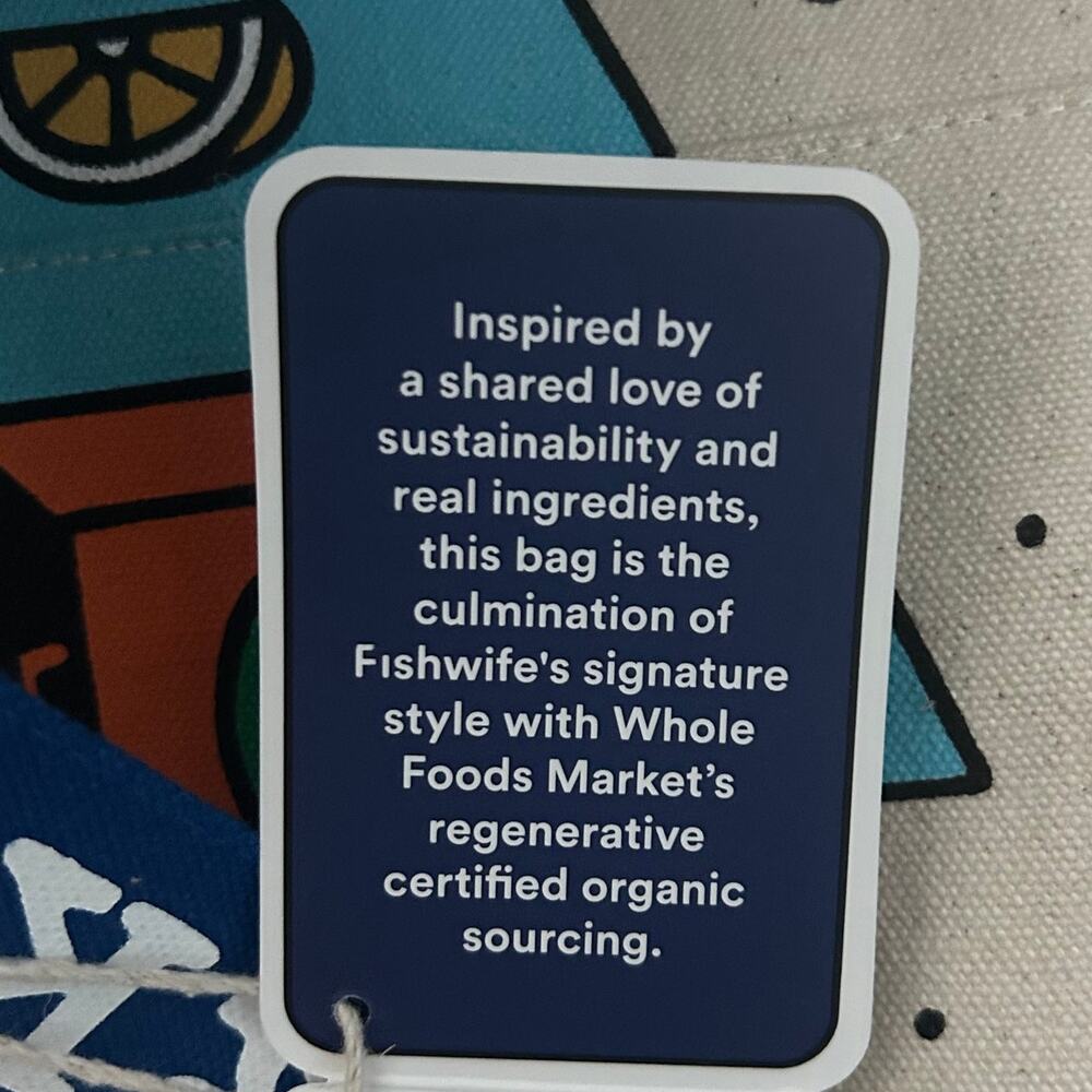 Fishwife x Whole Foods Market Large Canvas Tote Bag NWT Limited Edition Organic - Picture 11 of 12